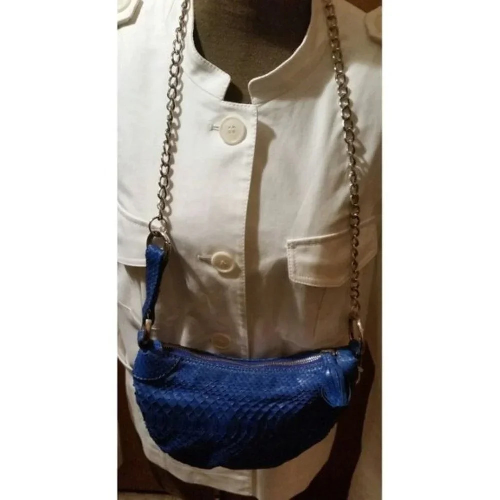 GIORGIA R Royal Blue Gen Python Snakeskin Purse - Picture 2 of 10